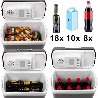 Літровий термоелектричний холодильник з USB-портом для зарядного пристрою, охолодження та обігрів 12 В/230 В, тихий кемпінговий холодильник для легкових та вантажних автомобілів, 24-