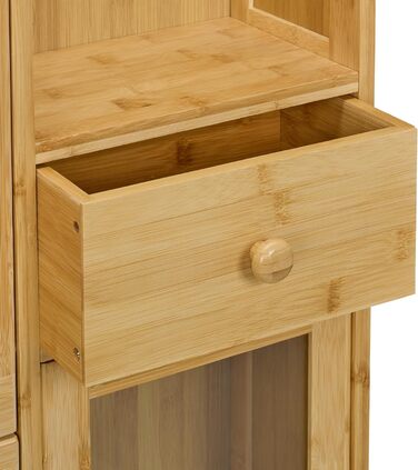 Бамбукова шафа для взуття Relaxdays, 127x95x19 см, натуральний колір Вузька взуттєва полиця, 5 відділень, 3 дверцята, на 9 пар