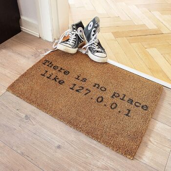 Немає місця краще, ніж дім 127.0.0.1 Килимок для дверей - Високоякісний килимок для комп&39ютерних гіків, виготовлений зі 100 натурального кокосового волокна - 59 x 39 см