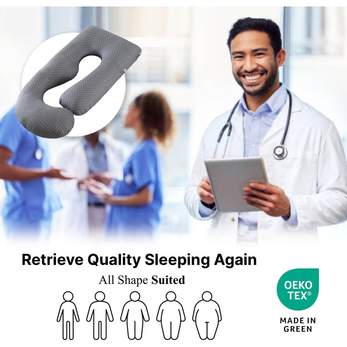 Подушка для вагітних ALLOPERA, подушка для всього тіла для вагітних 57 дюймів, зі знімним чохлом, який можна прати - підтримка для сну для ніг, спини, шиї, плечей, стегон, живота для вагітних, 100 бавовна, чиста бавовна/смужка