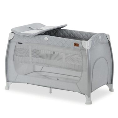 Дорожнє ліжечко Hauck Play N Relax Center з пеленальною підкладкою, регульованою висотою та боковим входом - Стьобаний сірий