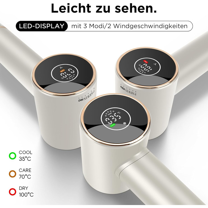 Повітряно-звуковий фен PARWIN PRO BEAUTY, фен зі світлодіодним дисплеєм HD, фен з безщітковим малошумним двигуном 110,000 об / хв,