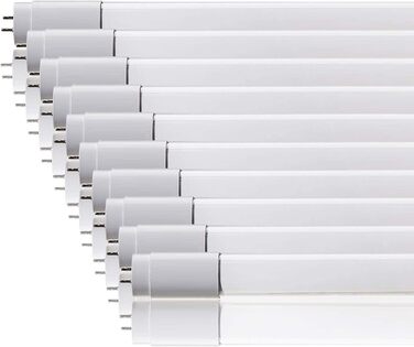 Світлодіодна трубка 150 см, нейтральний білий (4000 K), 2100 люмен, T8, G13-20W (замінює 58W), включно зі стартером, люмінесцентна лампа LED-TUBE з неоновою трубкою, 10 шт.