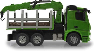 Деревовоз Mercedes-Benz Arocs 120 2,4GHz Повнопривідний, кран та грейфер з дистанційним керуванням, реалістичні звуки з можливістю вимкнення, світло, поворотники, у комплекті колоди.