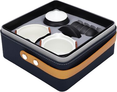 Портативний набір для чаювання в стилі гунфу, керамічний чайник з дорожнім чохлом та чашками для активного відпочинку та офісу