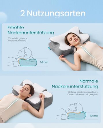 Подушка SONGMICS, ергономічна подушка, подушка для шиї, регульована по висоті, подушка для сну, подушка з піни з ефектом пам&39яті, для сну на боці, спині та животі, хмарно-білий-голубино-сірий TBP051GZ02