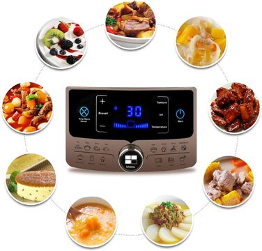 Скороварка Aigostar Panda 7 в 1, мультиварка на 6 л з 14 функціями, світлодіодна панель, налаштування тиску, таймер і функція піді