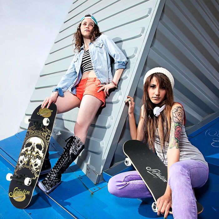 Скейтборд для дорослих повна дошка 31 x 8 дюймів з кульковими підшипниками ABEC-7 7-шаровий клен для початківців дітей та дорослих