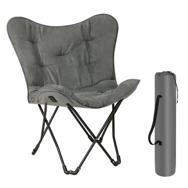 Складаний кемпінговий стілець eSituro, м&39який складний стілець, рибальський стілець з сумкою для перенесення, складний садовий стілець, стілець рибалки, форма метелика, виготовлений зі штучної замші та тканини Оксфорд, 84x88x67 см 1