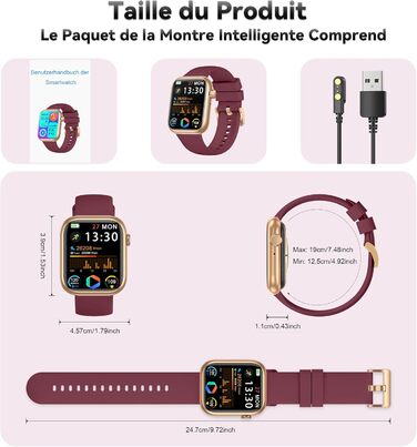 Розумний годинник для чоловіків та жінок, 1,83-дюймовий HD фітнес-трекер з крокоміром/монітором артеріального тиску/монітором серцевого ритму/функцією телефону, трекер сну, 120 спортивних режимів, водонепроникний фітнес- та спортивний годинник IP68 для iP