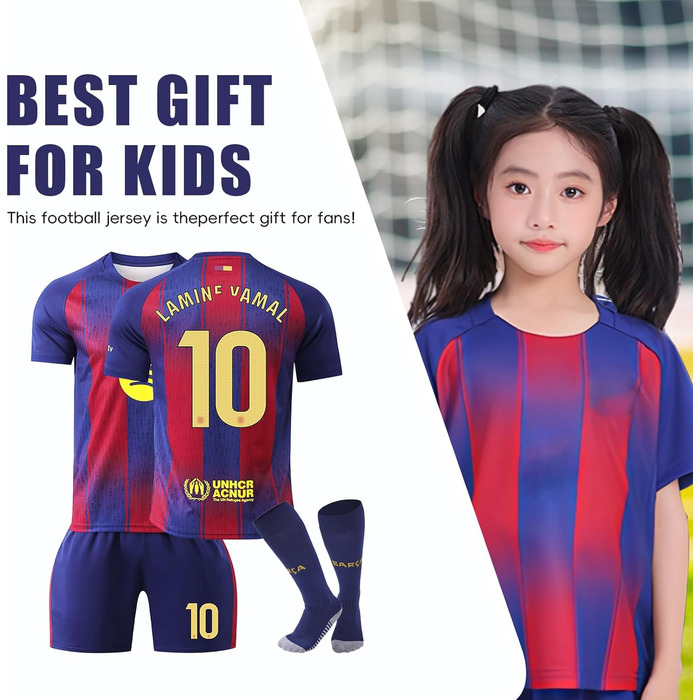 Новий комплект футбольної майки 10 для дітей, тренувальна футбольна майка, домашня/виїзна футбольна майка, футболки для вболівальників, швидковисихаюча дихаюча футбольна майка з щитками для гомілок, розмір 140-146, синій