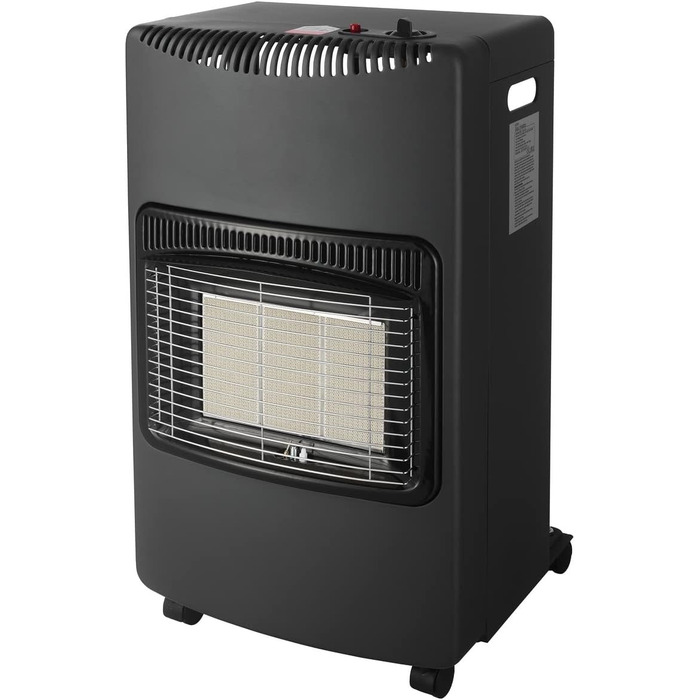 Складаний газовий обігрівач White by Brigros DA-201, інфрачервоний, п&39єзорозпал, підходить для зрідженого газу/бутану/пропану, відділення для газового балона до 15 кг, система ODS, 4200 Вт, чорний