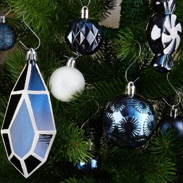 Набір ялинкових прикрас преміум-класу 128 предметів синьо-білі BRUBAKER