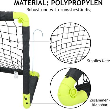 Футбольні ворота Dunlop - Складані футбольні ворота - Футбольні ворота для дітей садівництва - Футбольне тренувальне обладнання для використання в приміщенні та на вулиці - Чорний/Жовтий, 2 шт. 50x44x44 см