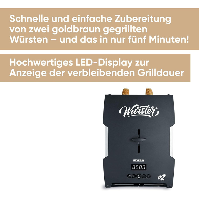 Ідеально підрум'янюються ковбаски одним натисканням кнопки всього за 5 хвилин, без додавання стороннього жиру, в т.ч. дерев'яні щипці, чорні, нержавіюча сталь/пластик, WT 5005 Знімна подушечка для ковбаси