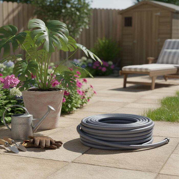 Шланг садовий Relaxdays, на вибір довжини, універсальний водопровідний шланг 1/2, стійкий до УФ-випромінювання та погодних умов, PP, сірий, 50 м