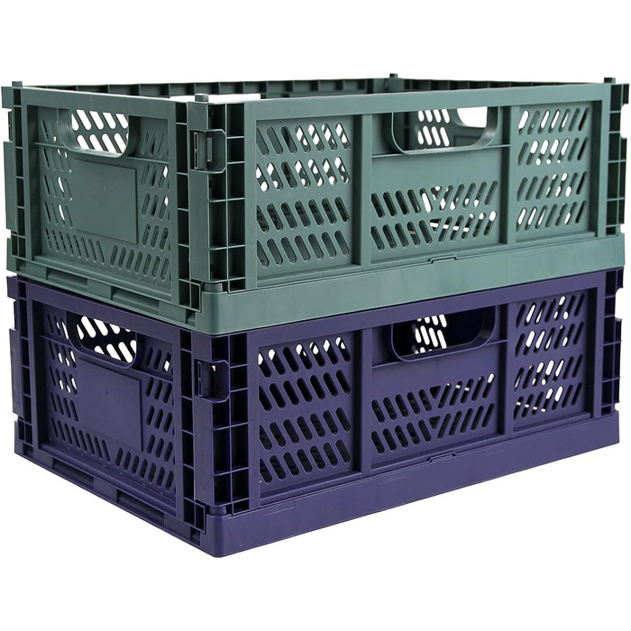 Складаний кошик для зберігання Spesh з 2 предметів, пластикові коробки для кухні, спальні, кабінету (синій темно-зелений, 40*30*15 см) 40*30*15 см синій темно-зелений