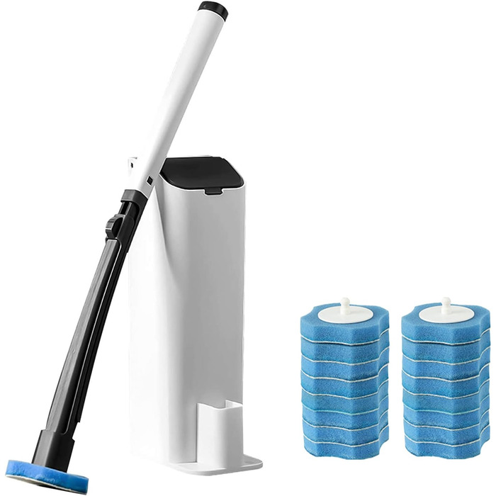 Набір одноразових щіток для туалету AnMelon з настінним кріпленням - Одноразова система очищення туалету з 16 змінними насадками д