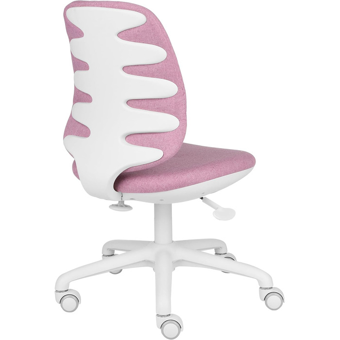 Обертовий стілець для дітей та підлітків, Active White, з регульованою глибиною спинки, ергономічними пазами на спинці, максимальне навантаження до 150 кг, сприяє правильній поставі. (Білий/Рожевий)