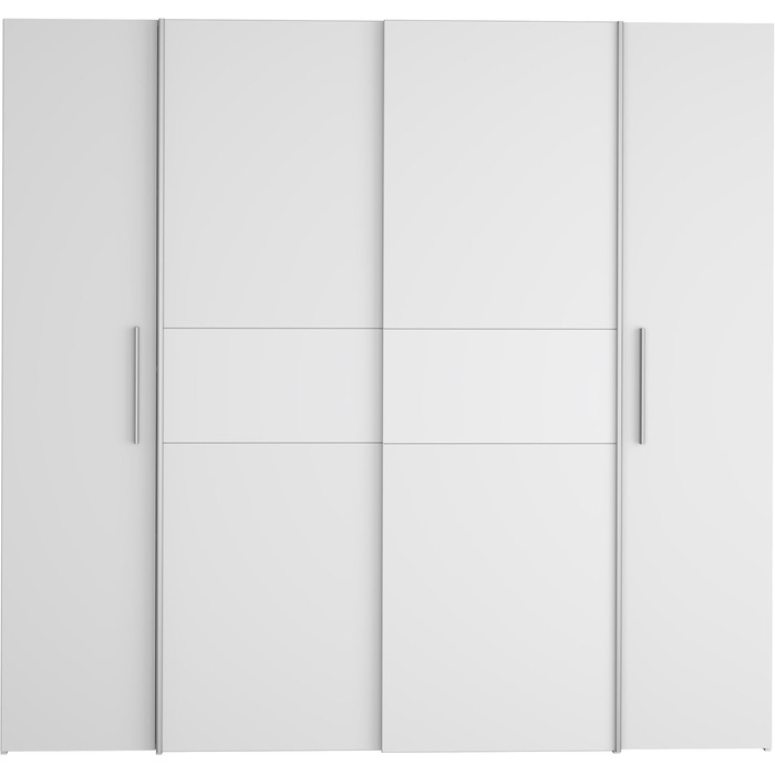 Шафа 200, сучасна шафа з розсувними/відкидними дверима, 4 двері, полиці, вішалки для одягу, дерев&39яний композит, білий, 200,1 см завширшки x 190,5 см заввишки x 61,2 см завглибшки, білий, без шухляд