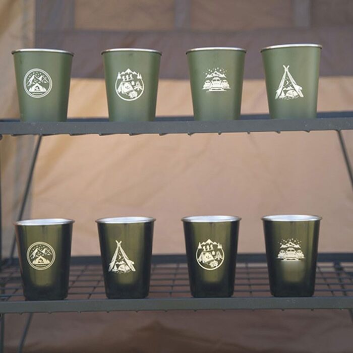 Набір із 4 кавових чашок з нержавіючої сталі 304 об&39ємом 350 мл для активного відпочинку, білий, для походів