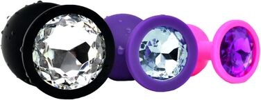 Набір анальних пробок Belmalia, силікон, 3 розміри, Ø30/35/45 мм, рожевий/фіолетовий/чорний