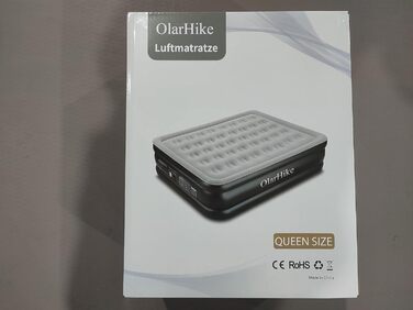 Надувний матрац OlarHike 203 x 152 x 46 см преміум класу із вбудованим електричним насосом для кемпінгу або домашнього використання чорний