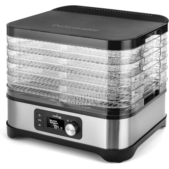 Дегідратор нержавіюча сталь 450W Сушарка для їжі з 5 рівнями дегідратора Дегідратор з регулятором температури 35-70C Сушарка для фруктів, грибів, м'яса, трав, без бісфенолу А, 4525