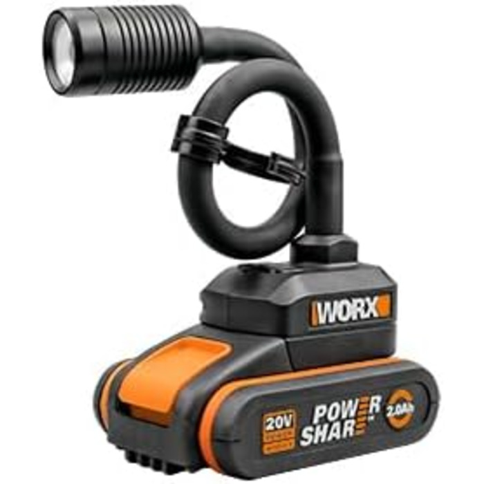 Акумуляторний дриль і гнучкий LED ліхтар, WORX 20 В 2-в-1 WX977.1, Powershare,  2 батареї та зарядний пристрій у комплекті