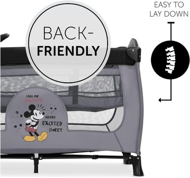 Дорожнє ліжечко Hauck Sleep N Play Center, Міккі Маус, швидко та компактно складається, з пеленальною підкладкою та сумкою для подорожей, 120 см x 60 см, від народження 15 кг SLEEP N PLAY Міккі Маус