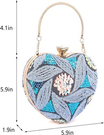 Елегантне клатч-сердечко Naimo з паєтками, міні-сумочка для вечірки, весілля або коктейлю, блакитний колір