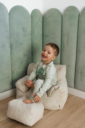 Дитяче крісло Gutekissen з підніжкою М&39яке крісло-шезлонг з тканини Lincoln Зручні сидіння для дитячих кімнат (кремовий Lincoln)