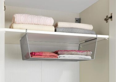 Підвісний кошик WENKO для шаф, розмір L, сріблястий, 49 x 18 x 28 см