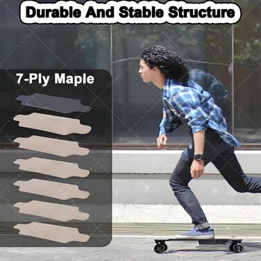 Електричний скейтборд з пультом дистанційного керування, водонепроникний лонгборд, 7-шаровий клен, запас ходу 15 км, максимальна швидкість 25 км/год, лонгборд для початківців C