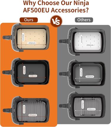 Аксесуари для фритюрниці Ninja AF500EU, подвійна фритюрниця 10 шт. Аксесуари для Ninja Foodi FlexDrawer 10.4 л з вкладишами та стійками