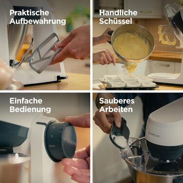 Кухонна машина Kenwood Multi Tasker (KHC30.000WH), 1000 Вт, чаша 4,3 л, місткість тіста 1,7 кг, 7 швидкостей, біла, з 3 аксесуарами