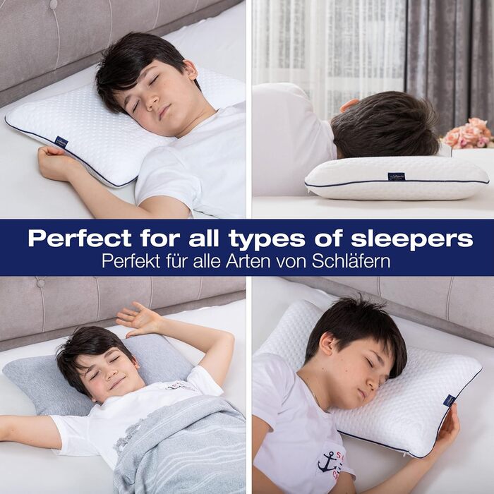 Ергономічна дитяча подушка 50x32 Oeko-Tex Memory Foam Flat дитяча подушка для дітей та малюків від 2 років (50 x 32 x 6 см)