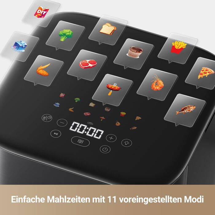 Фритюрниця Dreame Mova AeroChef FD10 Pro, швидке хрустке приготування, фритюрниця без олії, фритюрниця об'ємом 6 літрів, циркуляція гарячого повітря, подвійна система нагрівання, 50C-230C, 11 попередньо встановлених режимів