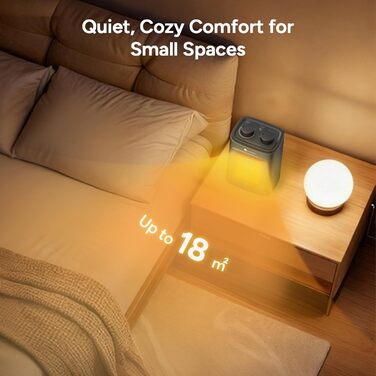 Невеликий електричний обігрівач, 1500 Вт з термостатом, 3 режими нагріву, швидкий нагрів PTC, портативний електричний обігрівач із тихим захистом безпеки для офісу, спальні, гаража, дому та з поворотною ручкою