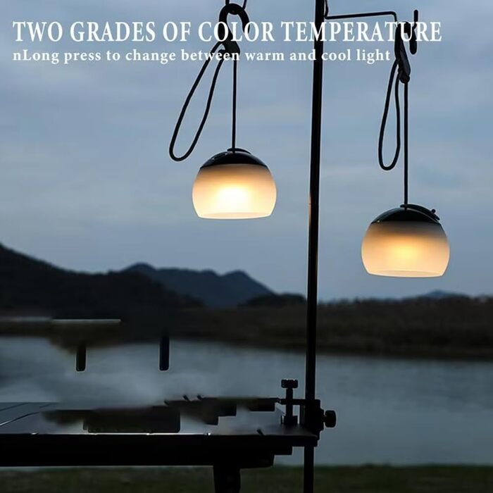 Акумуляторний світлодіодний кемпінговий ліхтар з гачком - 4 регульовані ліхтарі для намету на відкритому повітрі для риболовлі, кемпінгу тощо, білого кольору