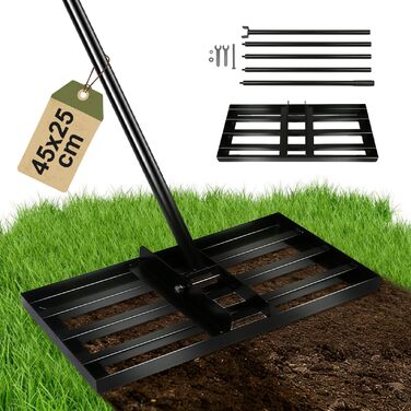 Гребінь для вирівнювання газону Rasenrechen 45x25 см з регульованою ручкою 2 м та системою обертання, зручний та економічний інструмент для вирівнювання газону на подвір'ї, в саду та на гольф-полі