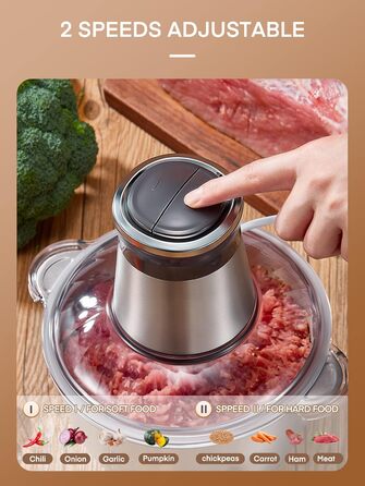 Подрібнювач кухонний електричний, 350 Вт, з 2-ма швидкостями, чашею з нержавіючої сталі об'ємом 2,5 л, 4 ножами з нержавіючої стал