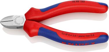 Діагональні кусачки Knipex для електриків хромовані, з багатокомпонентними ручками 125 мм 76 05 125