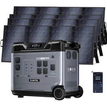 Портативна електростанція OUKITEL P5000 Pro 4000 Вт з 4 сонячними панелями по 200 Вт, сонячним генератором 5120 Втгод, акумулятором LiFePO4, повною зарядкою за 1,5 години, 15 виходами, додатком, портативна електростанція для кемпінгу, подорожей, дому P500