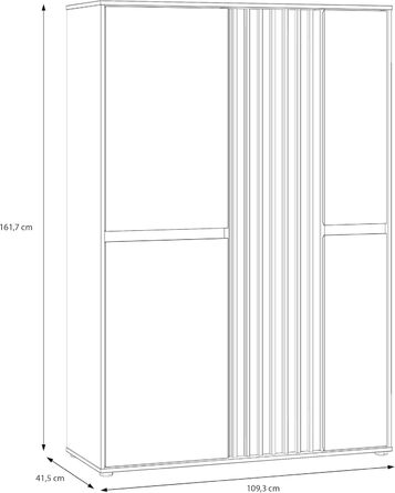 Шафа 100 110, сучасна шафа з рейковим дизайном, 5-дверна, спальня, декор дерева Maulella Oak Kashmir Beige, 109,3 см завширшки x 161,7 см заввишки x 41,5 см завглибшки