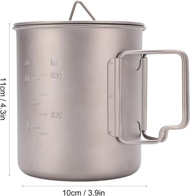 Титанова кружка FOUF, 750 мл, настінна ізольована кружка для кемпінгу, кемпінгова кружка зі складними ручками та кришкою, дизайн з нержавіючої сталі, портативна титанова кемпінгова каструля для кемпінгу, піших прогулянок та походів на природі