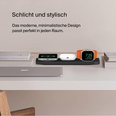 Бездротовий зарядний пристрій Belkin MagSafe 3-в-1, MFi-сертифікована зарядна панель, зарядна станція MagSafe для iPhone 16, iPhon