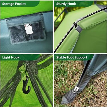 Надлегкий водонепроникний одномісний намет, одномісний тунельний бівак-намет, намет для велосипедного походу, кемпінговий та мотоциклетний намет, невеликий розмір, одномісний намет для трекінгу, кемпінгу та активного відпочинку на свіжому повітрі, зелений