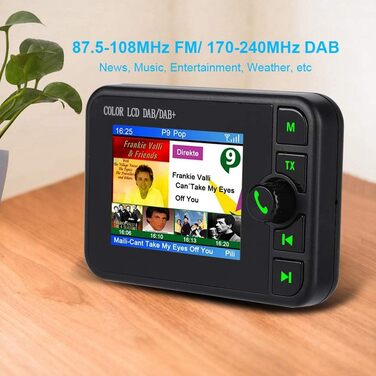 Дюймовий кольоровий РК-дисплей Автомобільне радіо DAB 170-240 МГц DAB / 87,5-108 МГц FM-автомобільне цифрове DAB-радіо Bluetooth Музичний плеєр Радіо, 2,4-