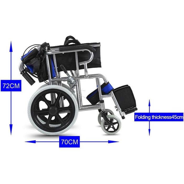 Інвалідні візки Складний інвалідний візок Транспорт Моторизований постійний стіл Педалі гойдання Старші діти Скутер Складаний візок для подорожей, синій